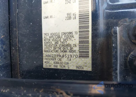 2009 Nissan Altima 2.5 S из США, поврежденный, VIN 1N4AL21E99N451970